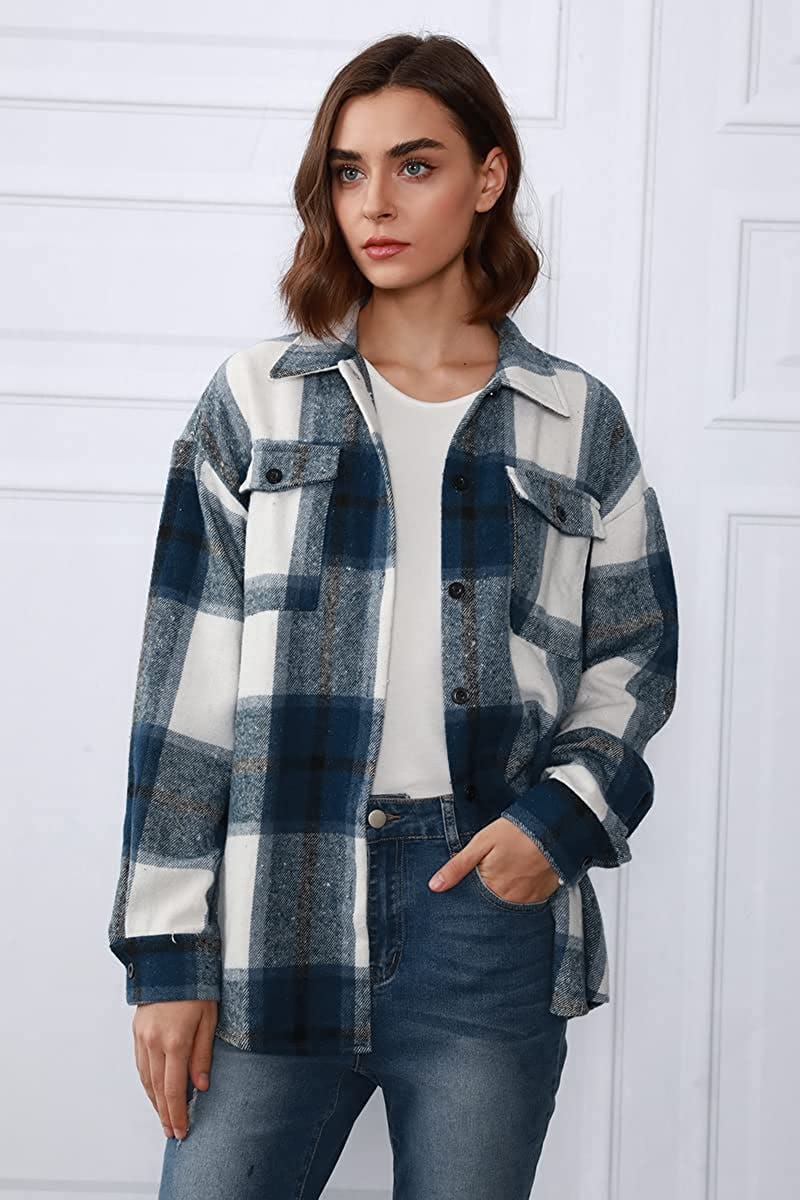 AUTOMET Wool-Blend Plaid Shacket