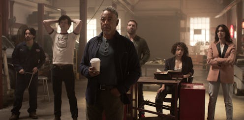 (L to R) Jordan Mendoza as RJ, Peter Mark Kendall as Stan Loomis, Giancarlo Esposito as Leo Pap, Jai...