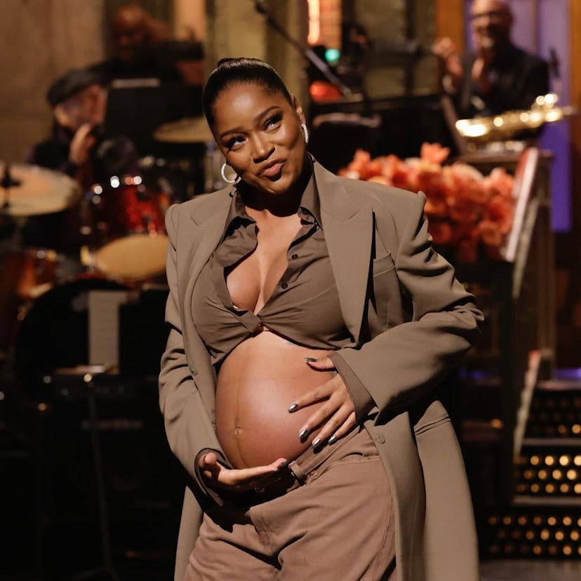 Keke Palmer pregnant photo black nails chrome holographic