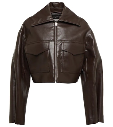 Sapir Cropped Faux Leather Jacket