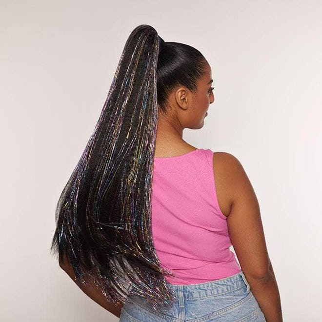 Insert Name Here Kacey 26" extra long ponytail with tinsel, Jet Black
