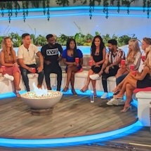 ITV2's 'Love Island': Contestants sitting around the fire pit