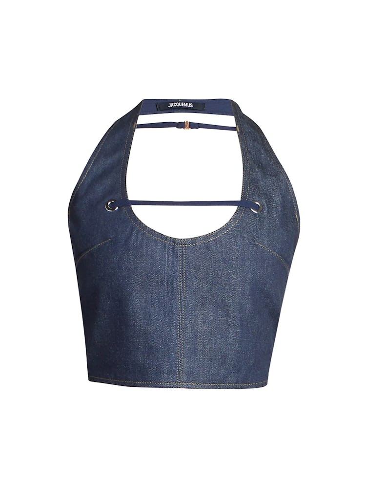 Jacquemus Halterneck & Tie-Back Denim Top