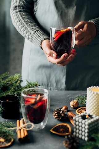 woman drinking mulled wine