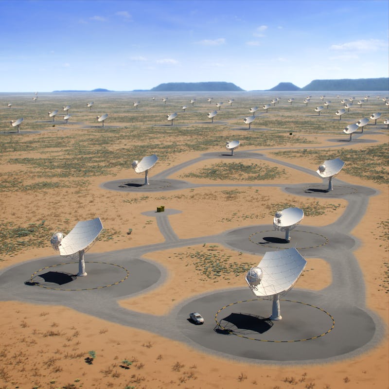 Giant disks stretch across a vast landscape