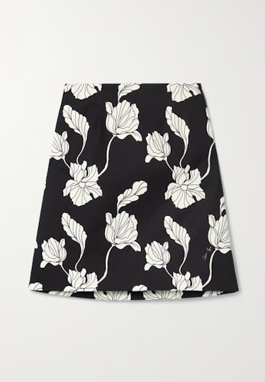 Printed Cotton-Blend Twill Mini Skirt