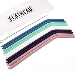 Flathead Reusable Silicone Drinking Straws (10 Pack)