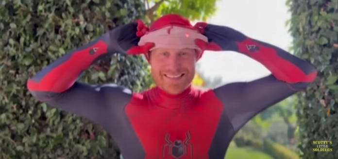 Prince Harry dressed as Spider-Man.