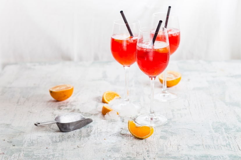 A group of spritz cocktails ready to be served 