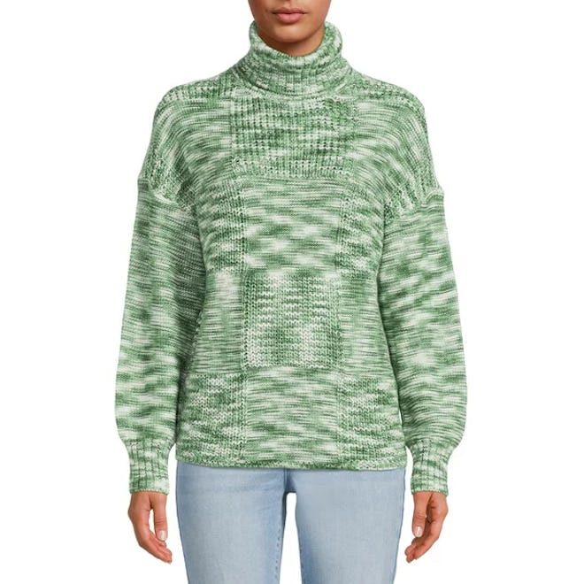 Patchwork Turtleneck Sweater