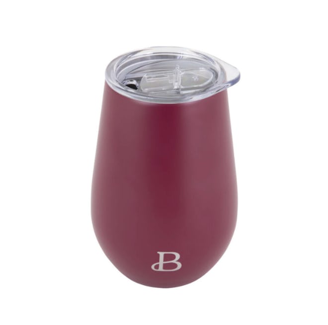 12oz Double Wall Stainless Steel Wine Tumbler, Color Merlot