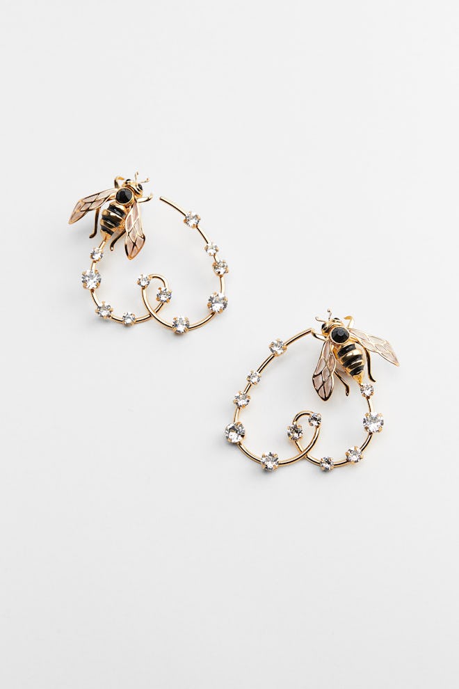 Zara gold circular bee earrings
