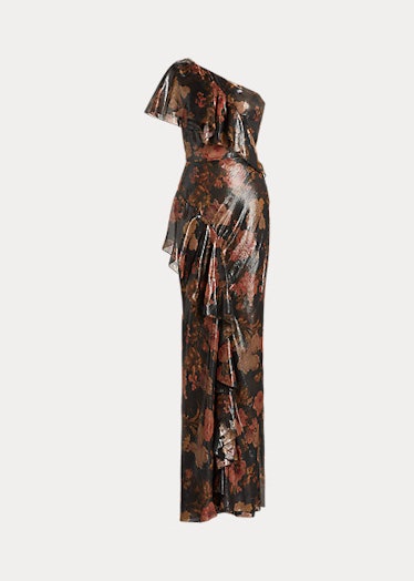 Ralph Lauren Collection Anahita Chiffon Lamé Evening Dress