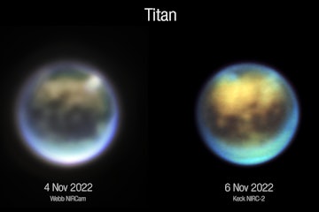 Evolution of clouds on Titan over 30 hours between November 4 and November 6, 2022, as seen by Webb ...