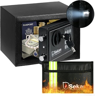 SEKAM Money Safe with Light and Fireproof Bag