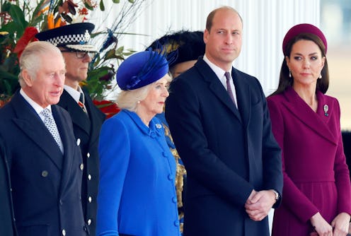 King Charles, Queen Camilla, Prince William, and Kate Middleton at a royal event.