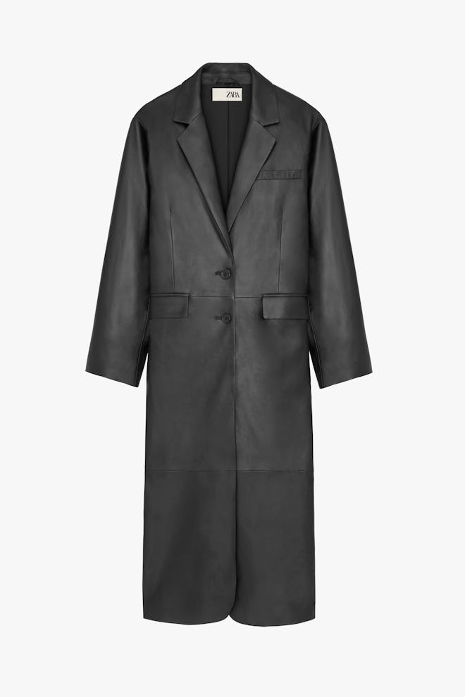Zara black leather coat