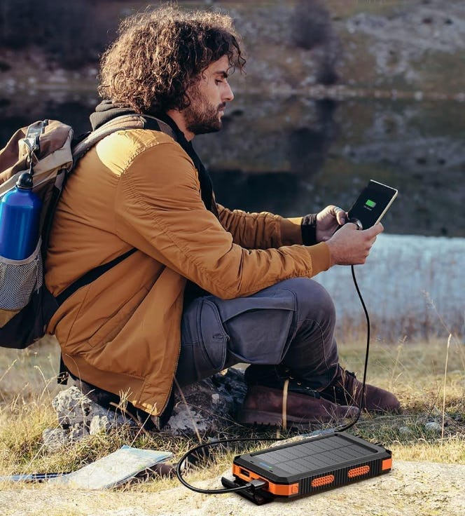Feeke Solar Power Bank with Flashlight and Compass