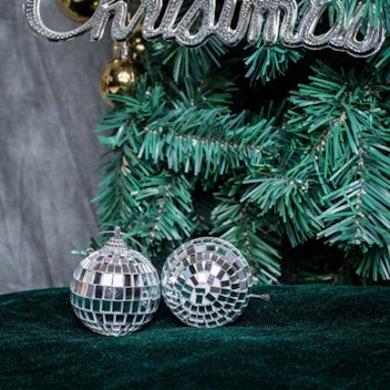 6 Silver Mirror 2" Disco Balls Hanging Christmas Ornaments