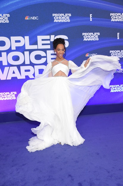 Michaela Jaé Rodriguez arrives for the 2022 People's Choice Awards 