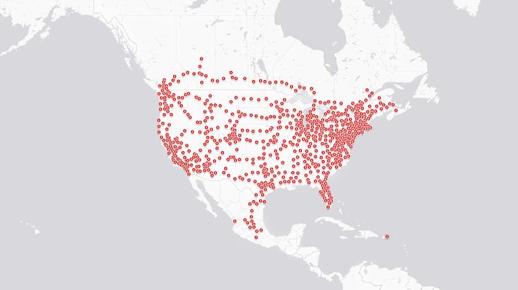 Tesla Supercharger location map