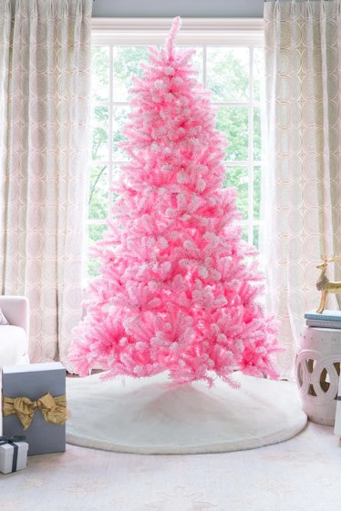 7.5' Duchess Pink Flock Artificial Christmas Tree 