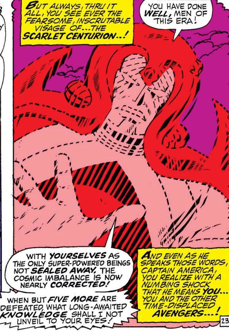 The Scarlet Centurion was Kang’s first attempt to mess with the Avengers.