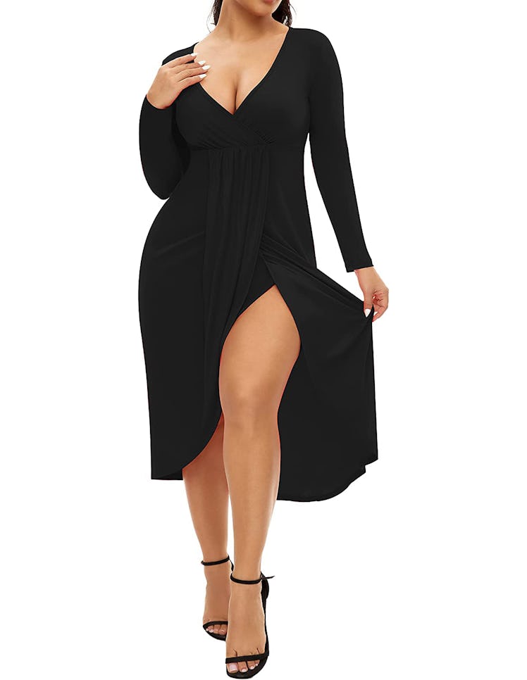 AM CLOTHES Bodycon Wrap Midi Dress