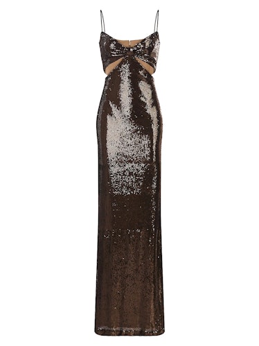 Halston Sequin Cutout Gown