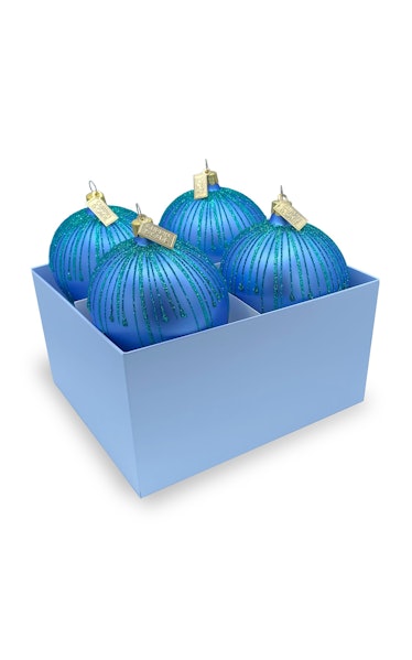 Set-Of-Four Hand-Painted Glass Ornaments