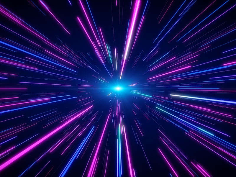 Hyper jump abstract concept visualization in space