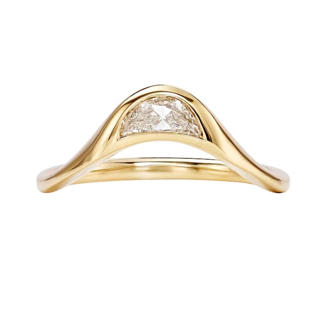 Tycho Crescent Diamond Signet Engagement Ring