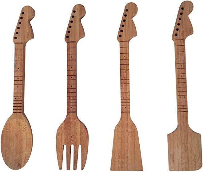 Rise8 Studios Bamboo Guitar Neck Shaped Kitchen Cooking Utensil Set