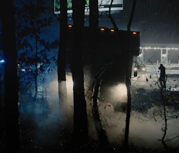 Jake Gyllenhaal approaching a crashed RV in 2013's Prisoners