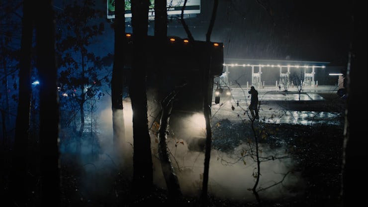 Jake Gyllenhaal approaching a crashed RV in 2013's Prisoners