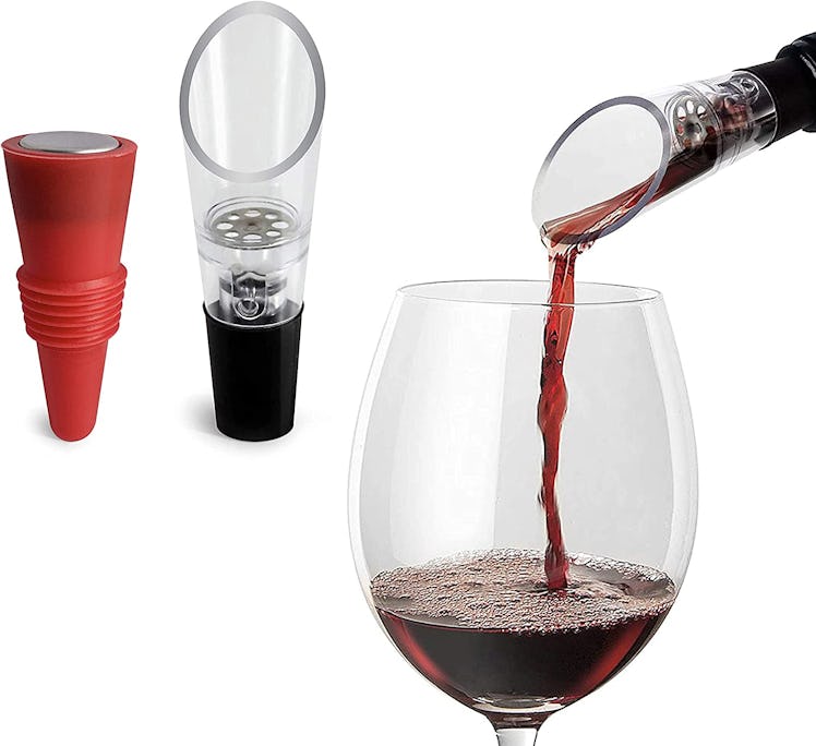 TenTen Labs Wine Aerator Pourer and Wine Stopper (2 Pieces)