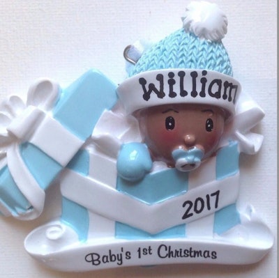 personalized African American baby's first christmas ornament