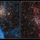 这张哈勃望远镜拍摄的图像显示的是NGC 1850星团，距离我们大约16万光年远。