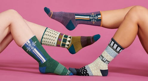 image of feet wearing bombas holiday socks