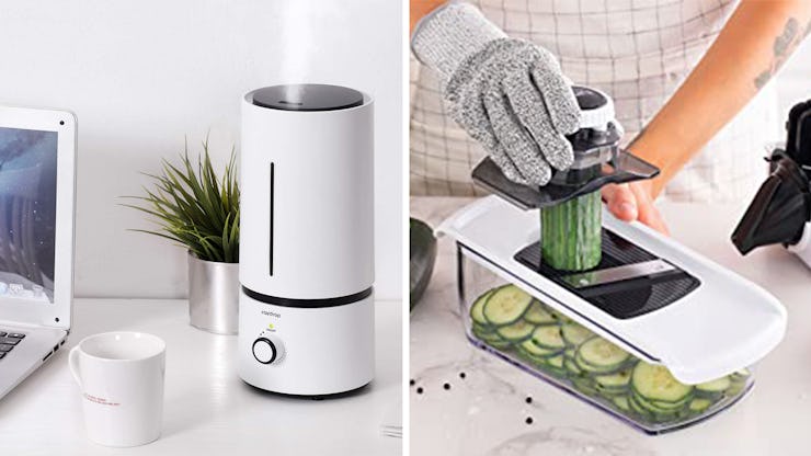 Collage of a Humidifier and a cucumber slicer 