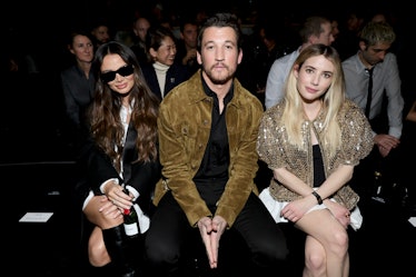 Keleigh Sperry, Miles Teller, and Emma Roberts attend Celine at The Wiltern on December 08, 2022 in ...