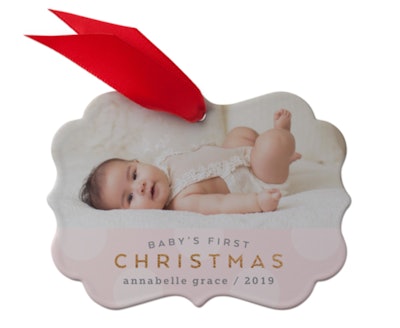 Baby's First Christmas Dots Metal Ornament