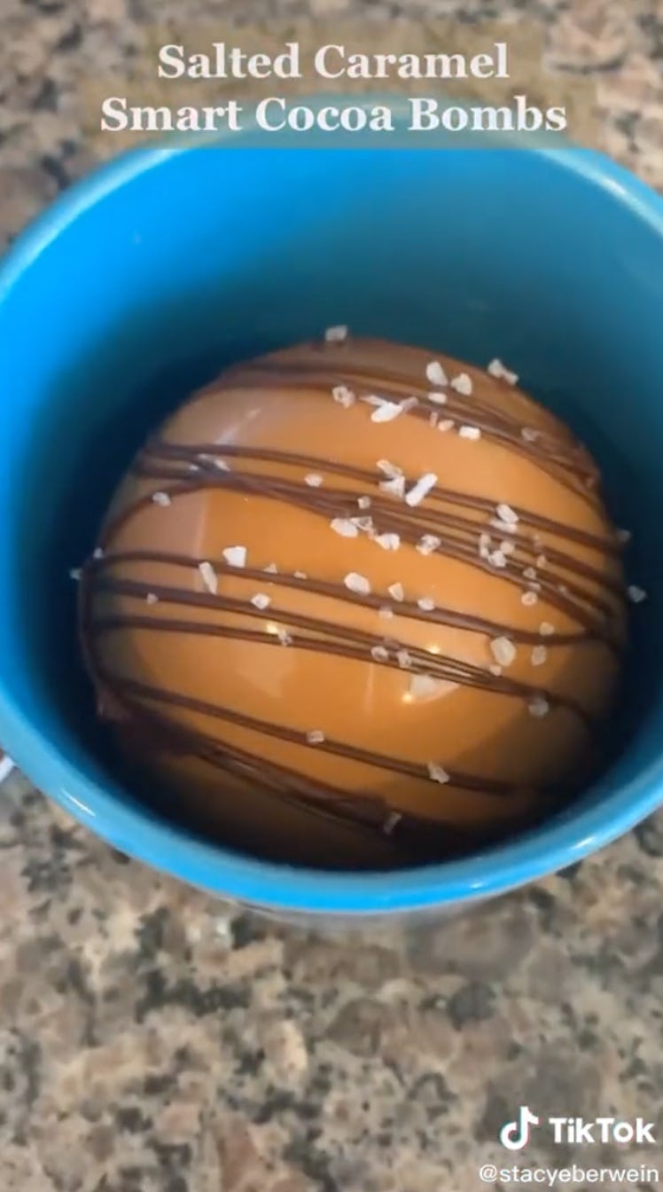 Salted Caramel Hot Chocolate Bombs Is a Festive Hot Chocolate Bomb Recipe From TikTok and Yummly.