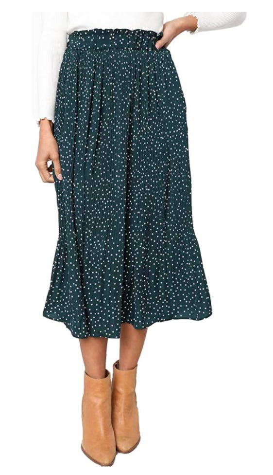 EXLURA High Waist Midi Swing Skirt