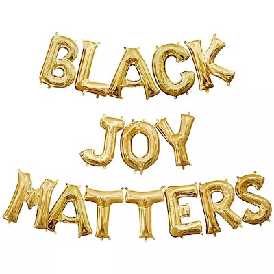 Air-Filled Gold Black Joy Matters Balloon