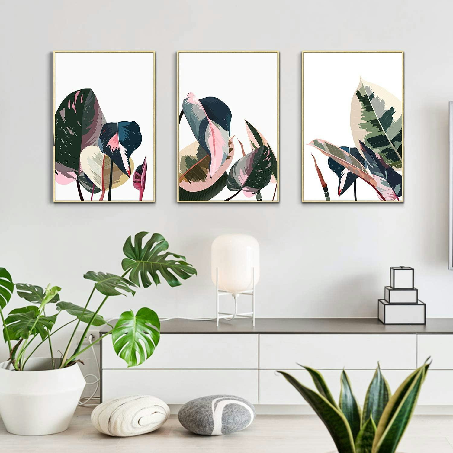 ArtbyHannah Botanical Framed Canvas Wall Art (3-Pack)