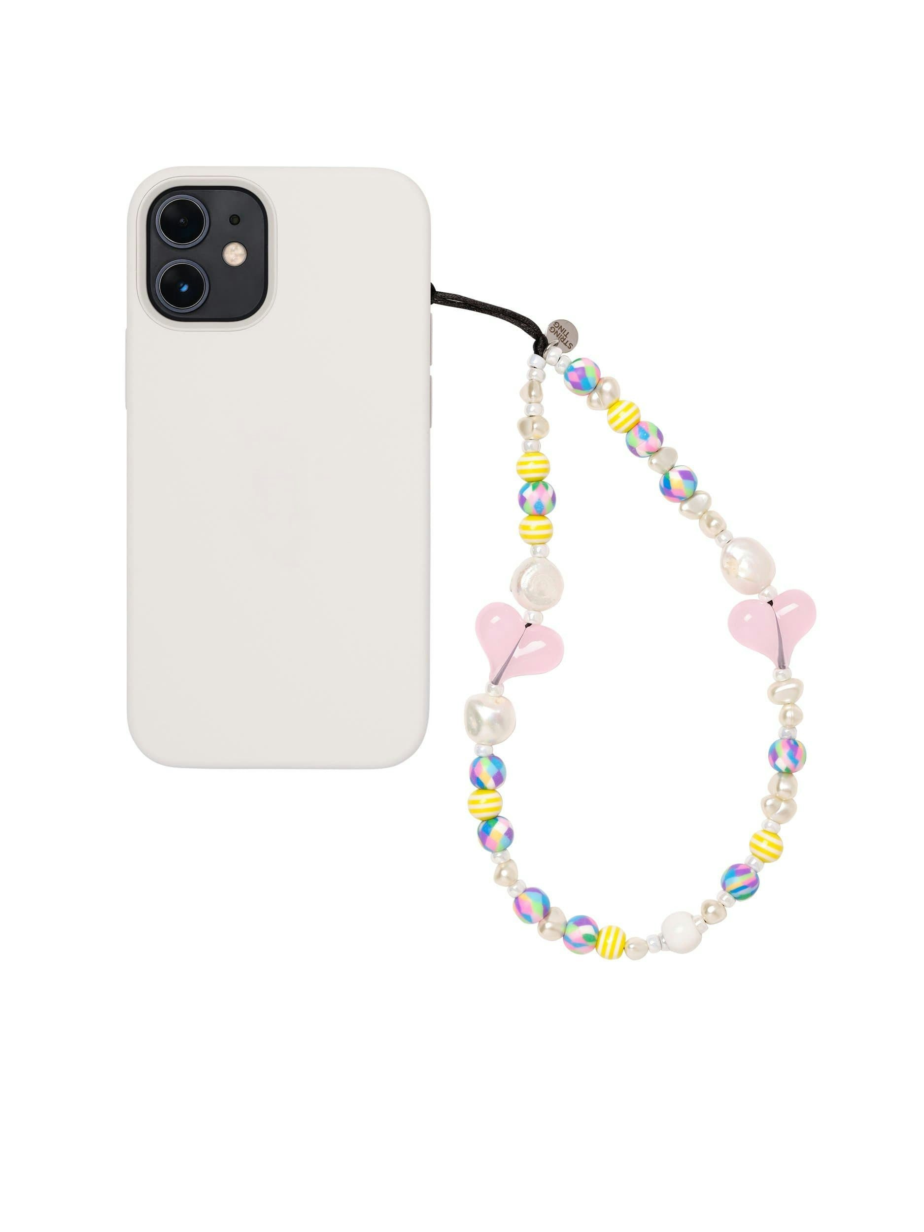 Black & white beads phone strap Y2K Indie