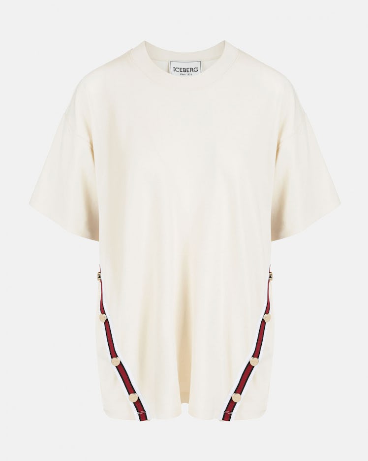 Iceberg white T-shirt with striped tape.