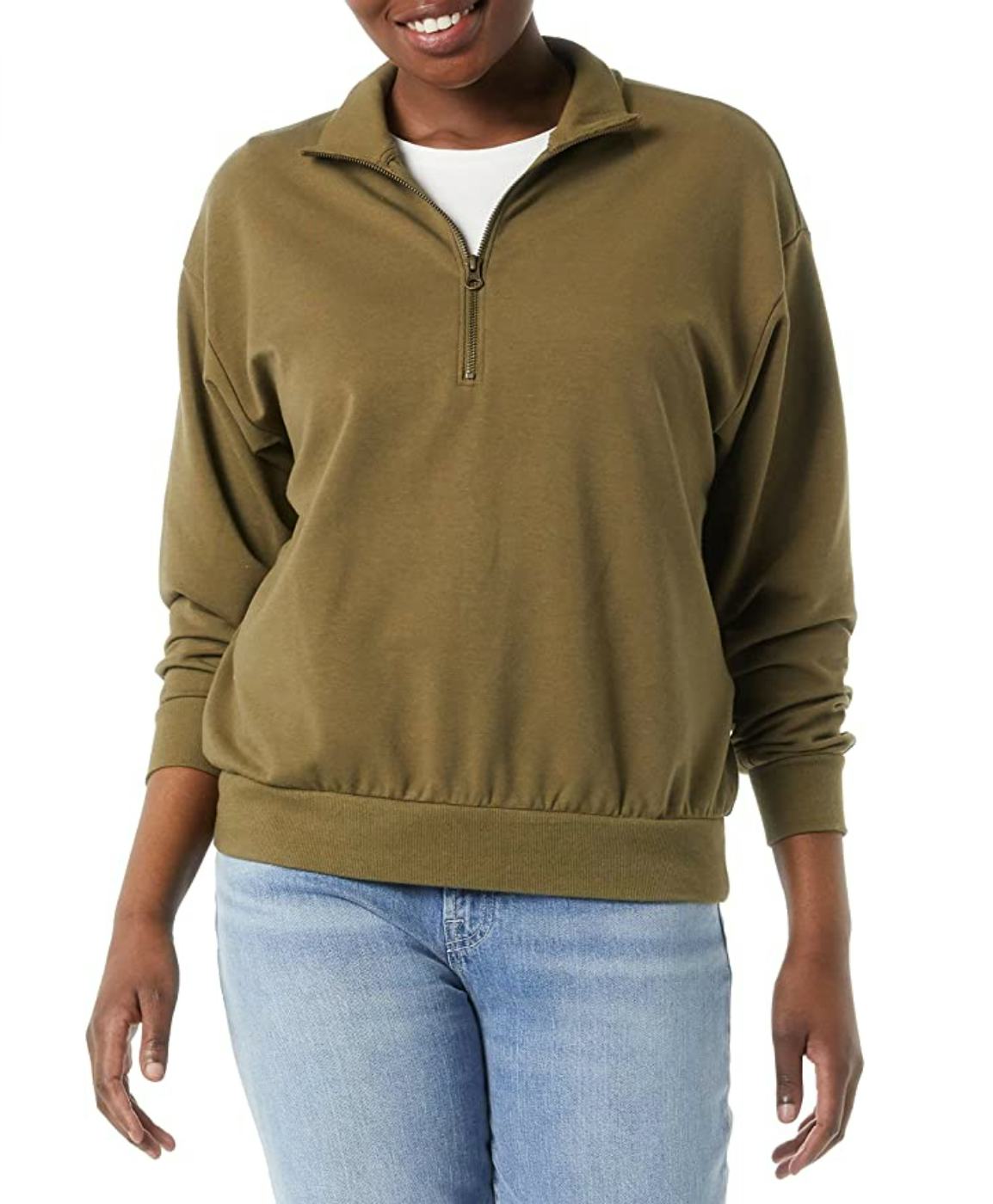 Daily Ritual Terry Cotton &amp; Modal Oversized Quarter-Zip