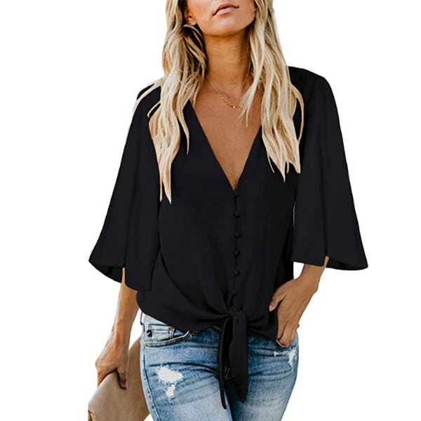 luvamia Tie Knot Button Down Blouse